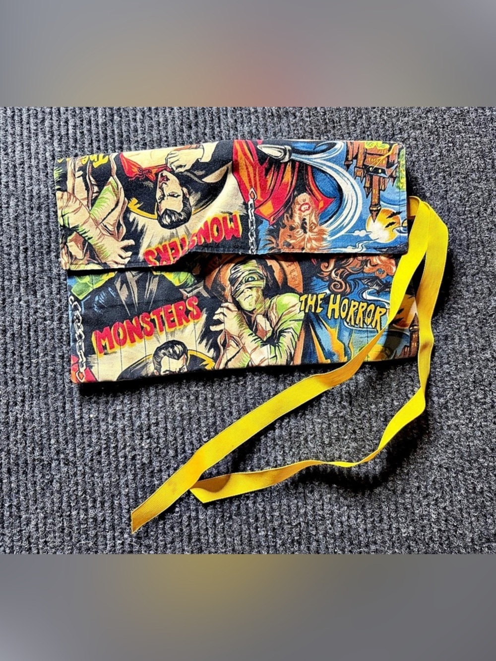 Handmade Universal Monsters Makeup Brush Roll Holder Retro Horror